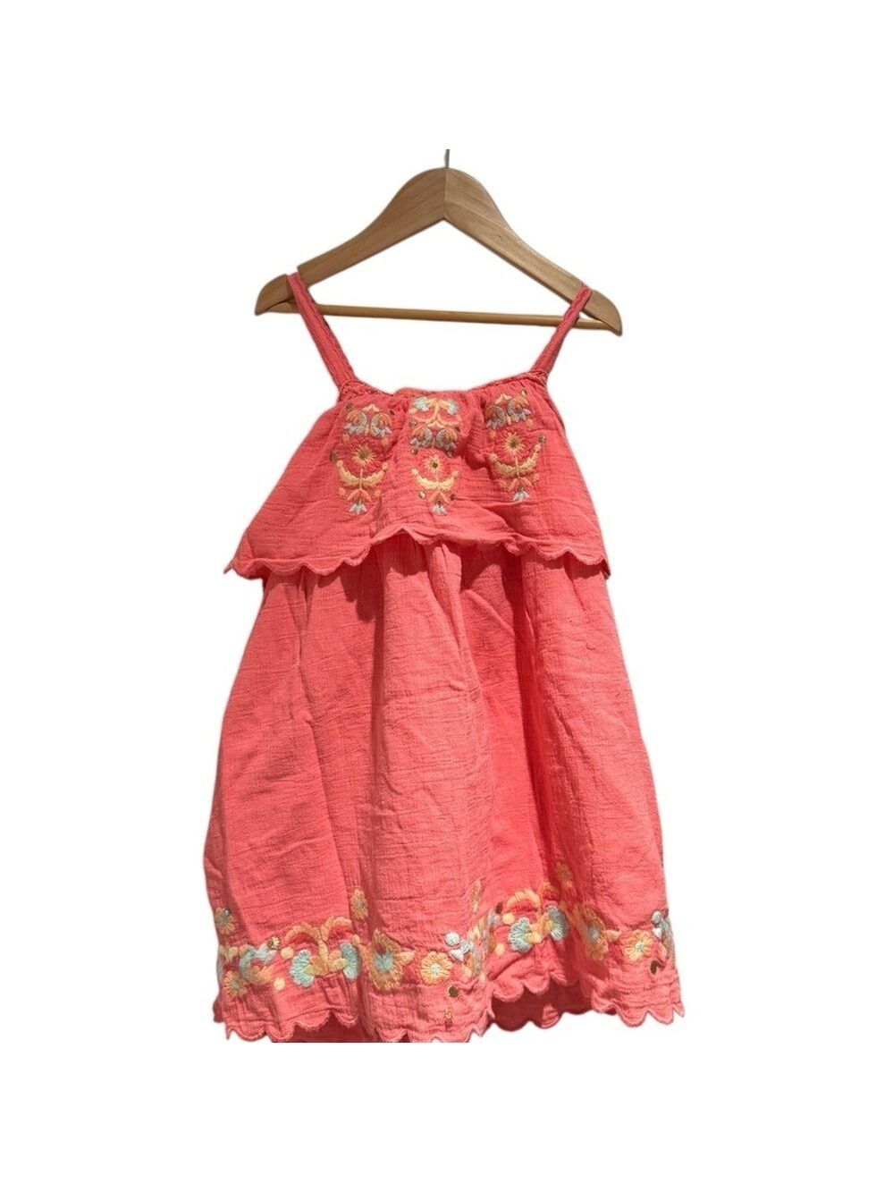 LOUISE MISHA Coral Kids Dress with Floral Embroidery - size 6